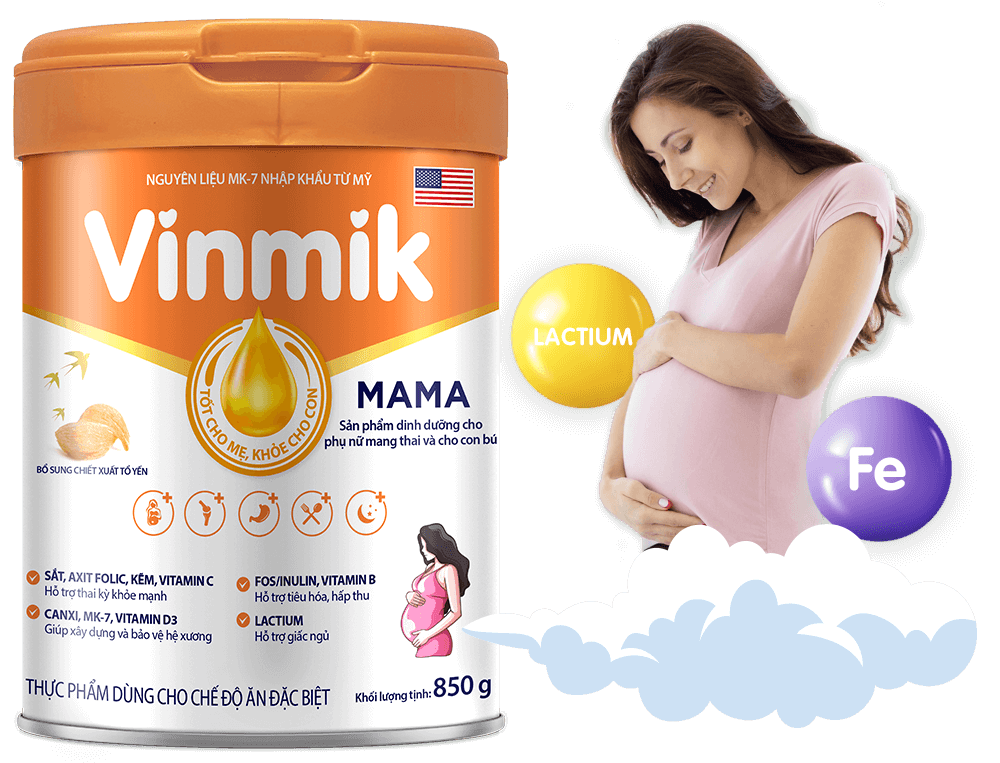Sữa Vinmik Mama với công thức dinh dưỡng cân đối cho phụ nữ mang thai hoặc đang cho con bú