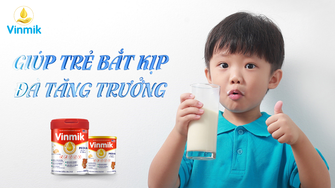 Sữa dinh dưỡng VinMik Pedia giúp trẻ bắt kịp đà tăng trưởng