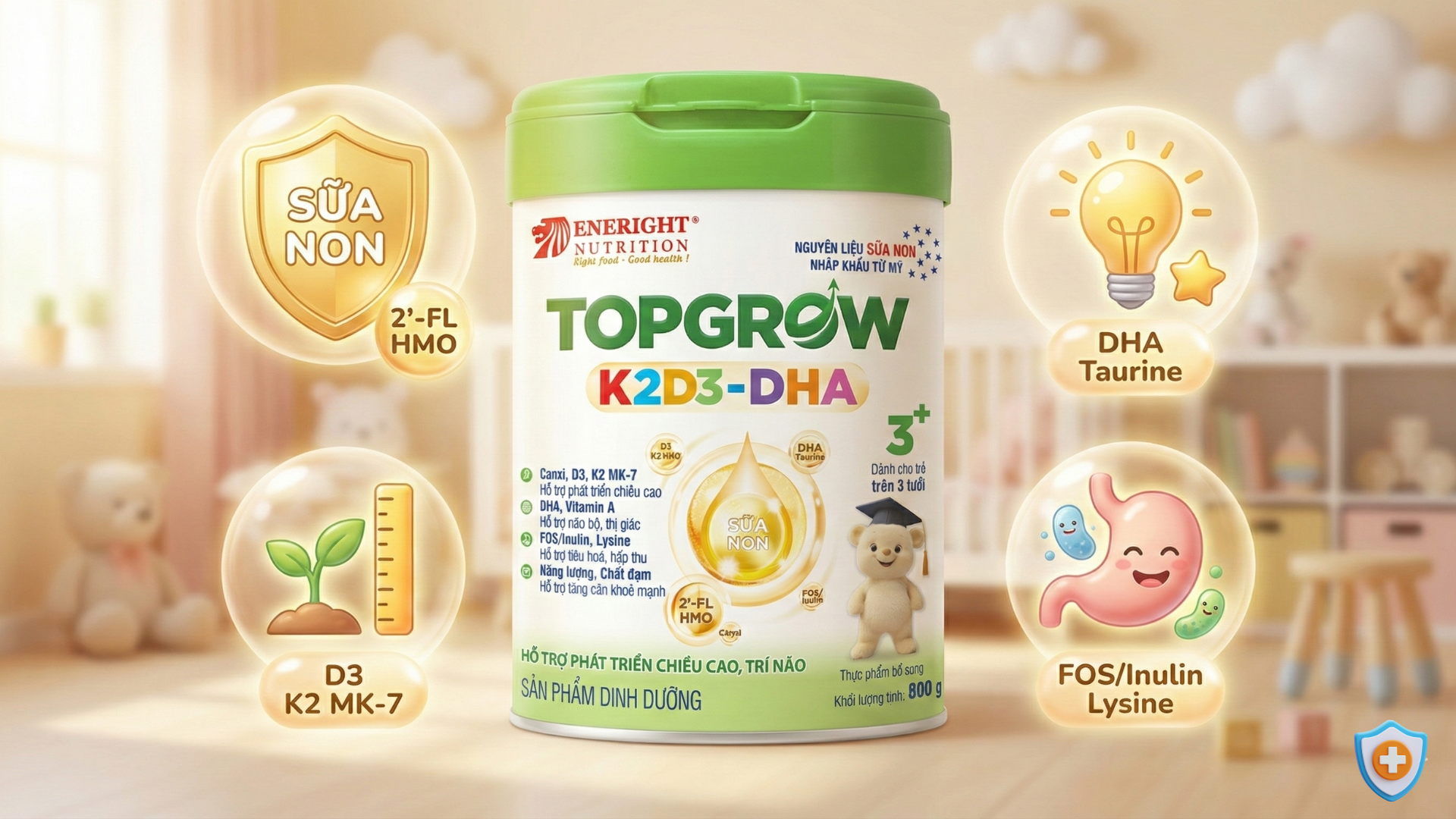 Sữa non IgG trong TopGrow K2D3-DHA 3+: Bí mật tăng đề kháng