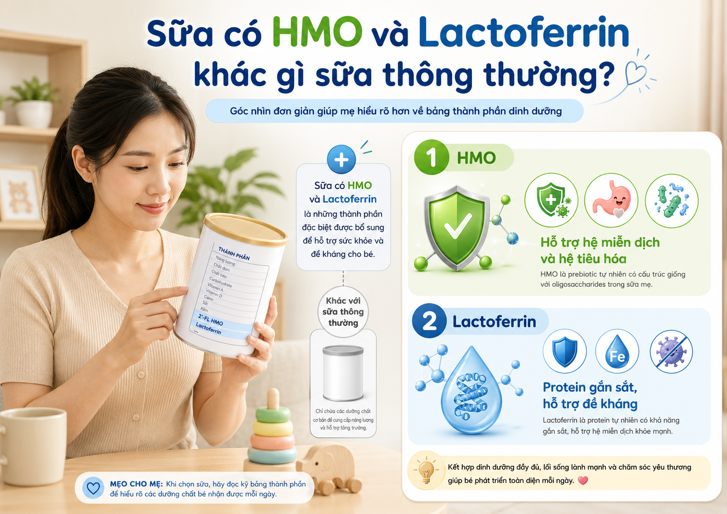 Sữa có HMO và Lactoferrin khác gì sữa thông thường?